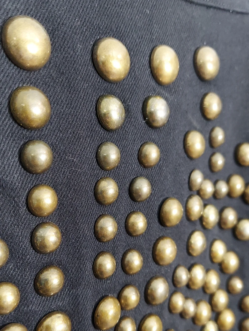 Cynthia Rowley Skirt, Size 6, Black Denim, Brass Stud Embellished